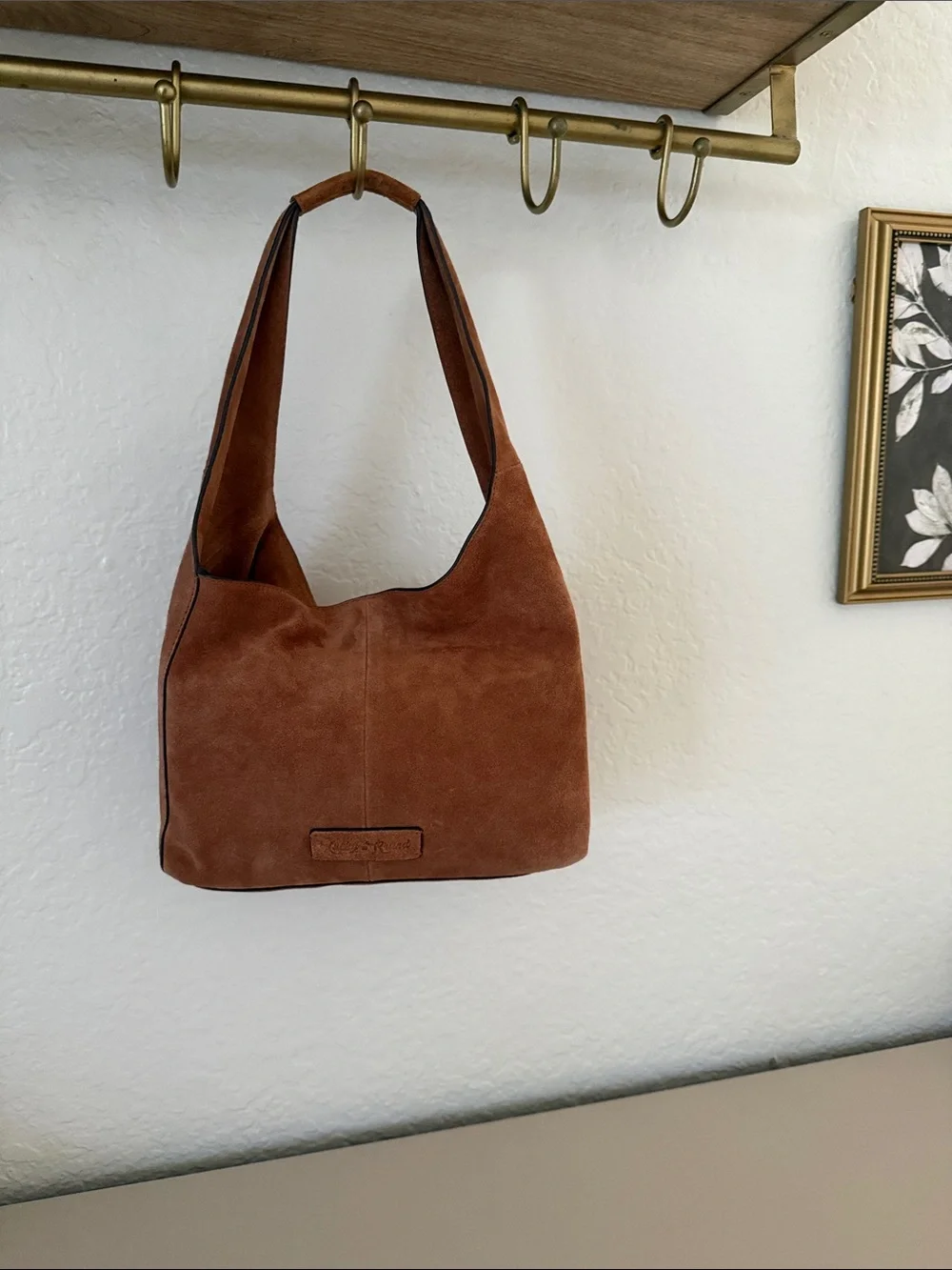 Lucky Brand Suede Drawstring Hobo — Rust